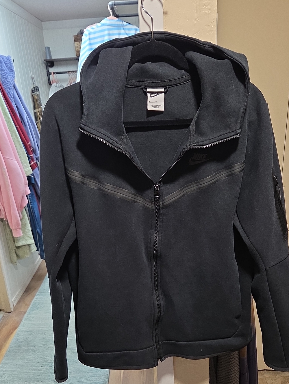Nike Men's Black Hooded Tech Fleece Full-Zip Performance Jacket M